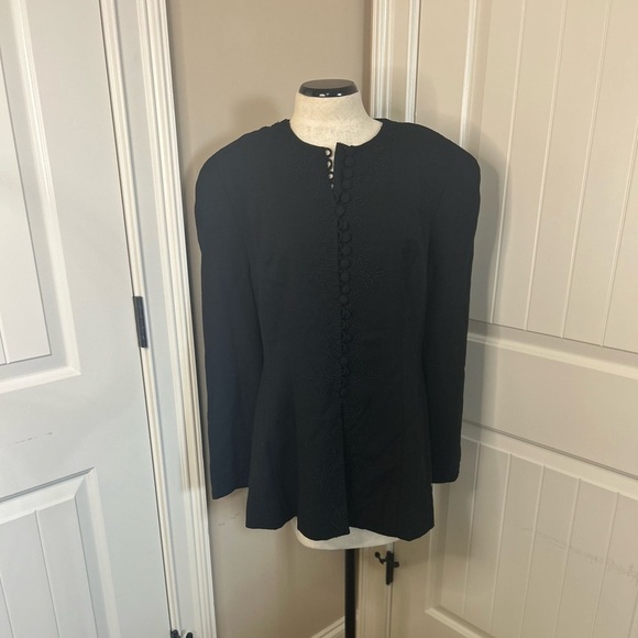 Whimsigoth Carmen Marc Valvo Vintage Embroidered Black Jacket. Size 12. - Picture 1 of 11